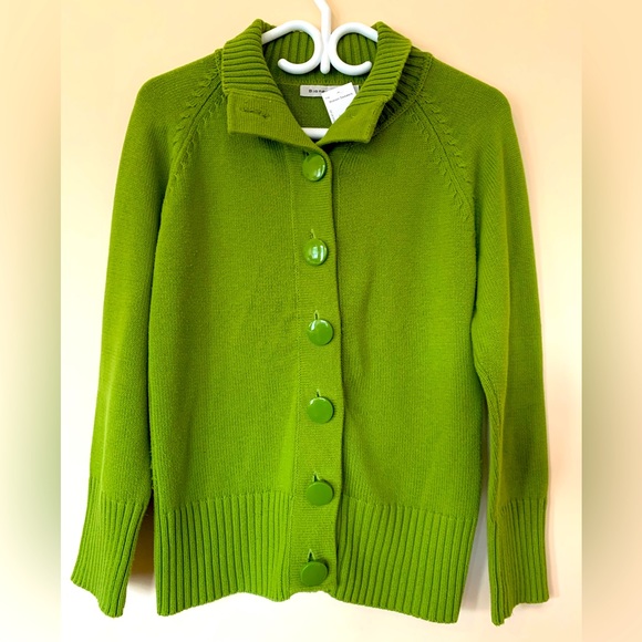 Bianca Nygard, Green crochet sweater, size M, big buttons, cotton blend. - Picture 1 of 6